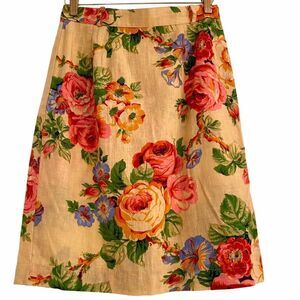 Vintage British Khaki Floral Cottagecore Skirt 8